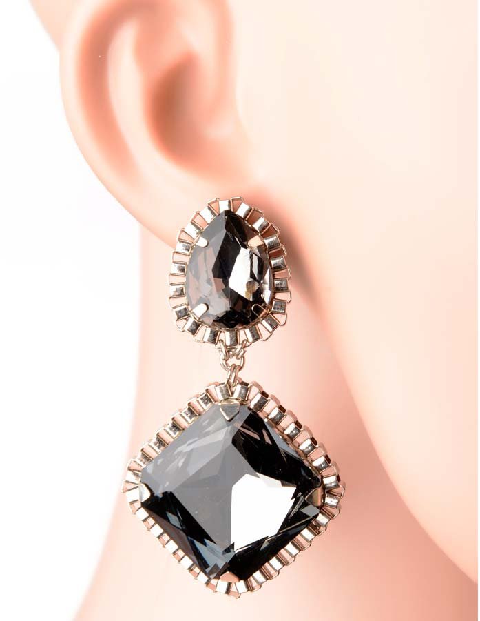 Yujun Hot Boho Grey Crystal Stud Earrings For Women Antique Gold Fashion  Black Stone Vintage Earrings Bridal Wedding Jewellery : Amazon.de: Fashion